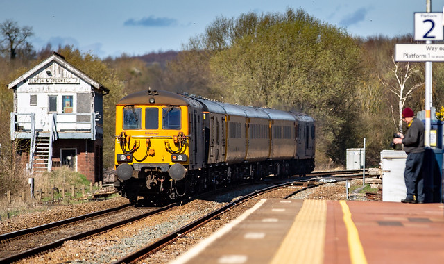 GBRf Class 73/9 nos 73961 & 73964 approaching Creswell Station on 29-03-2021 with a RTC to RTC Test Train