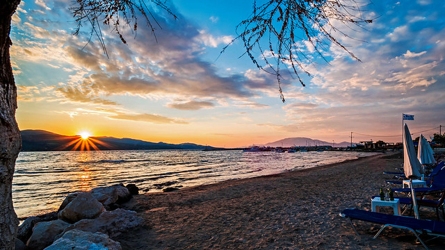 A Zante Sunset - Alykanas Beach - Harbour (Greece) (Kodak Ektachrome 100VS) (Olympus OM-D EM1-II & m.Zuiko 7-14mm f2.8 Wide Zoom)