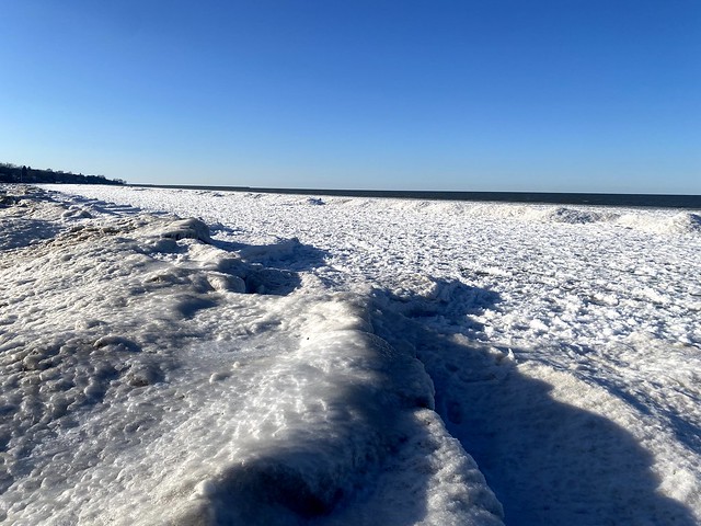 Frozen shore of Lake Ontario, Rochester, NY