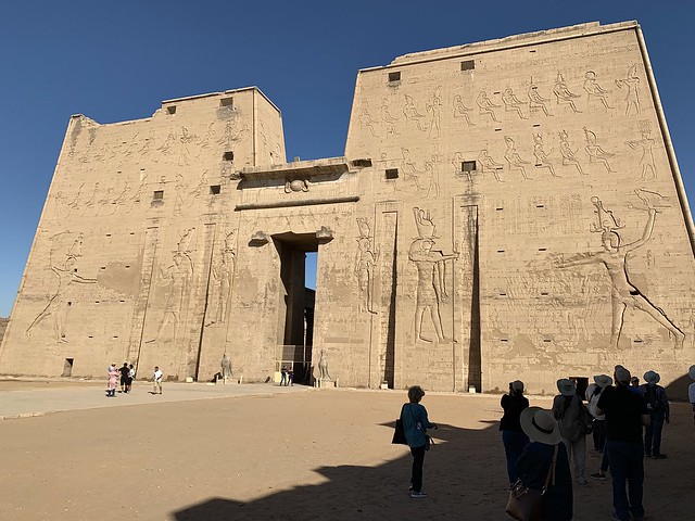 The Temple of Horus, Edfu, Egypt : The Great Pylon, viewed from the east