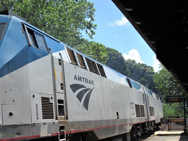 Engines of Amtrak’s Capitol Limited, eastbound at Harpers Ferry, West Virginia
