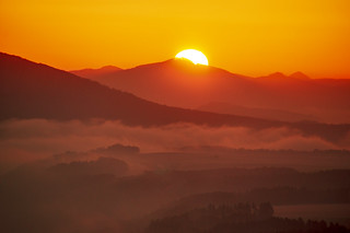Autumn sunrise on Lilienstein mountain