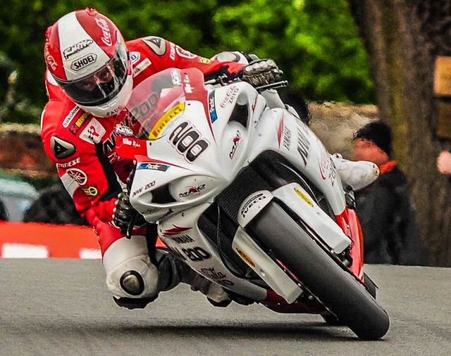 Fully Focused.  Michael Rutter riding his Yamaha motorcycl during a BSB (British Super Bikes) race at Oulton Park circuit, UK.