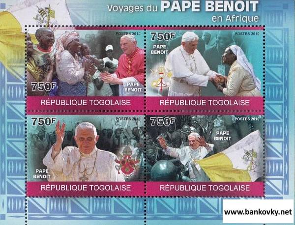 Známky Togo 2010 Pápež Benedikt XVI