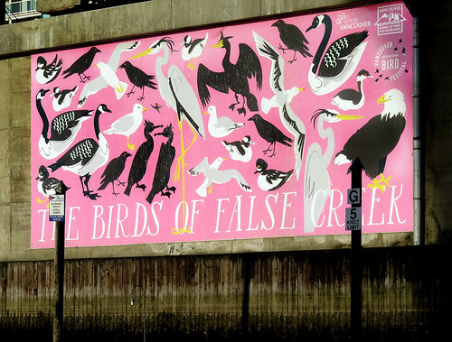 Pink Mural of the Birds of False Creek in Vancouver, Canada
