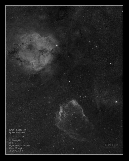 IC1396 & SH2-129 (STOCK CANON 6D, 900s UNGUIDED)