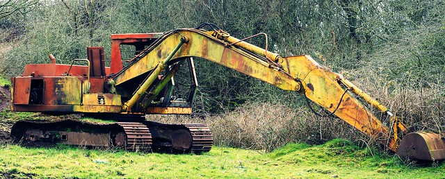 Digger wreck in the woods