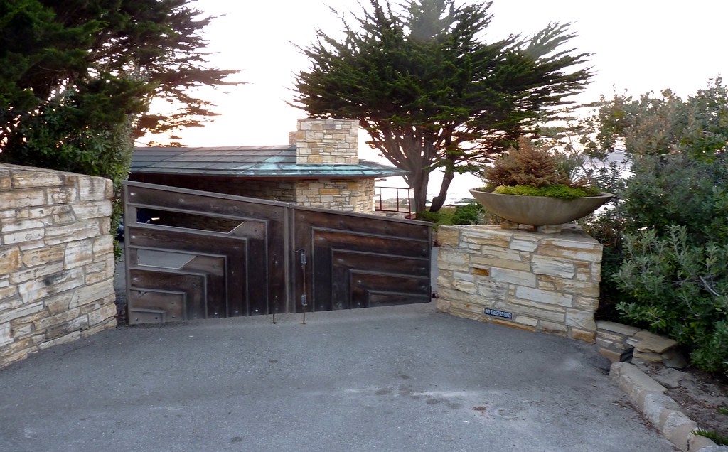 Driveway & Gates to Della Walker Residence by Frank Lloyd Wright. Built in 1951, Carmel-by-the-Sea, California