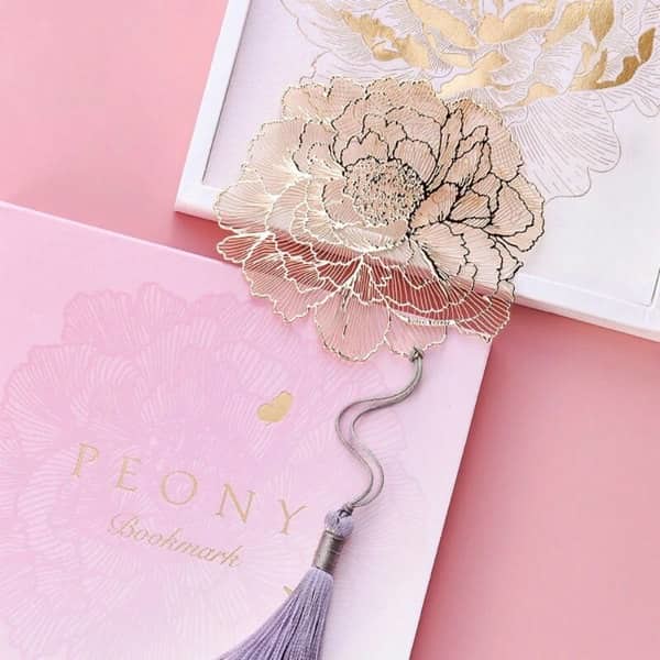 18K Gold Plated Peony Bookmark