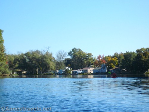 Kayaking up through the cottages of Churchville on Black Creek, Rochester, New York