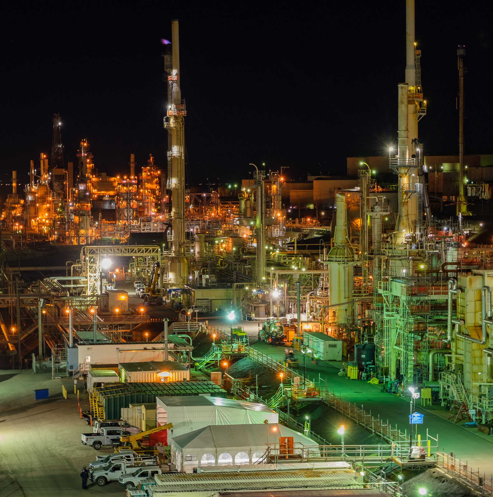 Oil refinery night glow