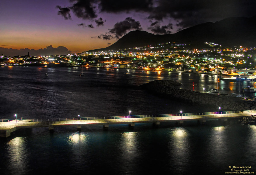 The City of Basseterre Saint Kitts at Twilight