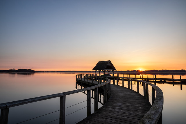 Perfect sunrise in spring, Lake Hemmelsdorf, Northern Germany