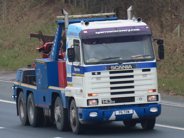 Sparrow Recovery, Scania 143H V8 (P6TOW) On The A1M Northbound