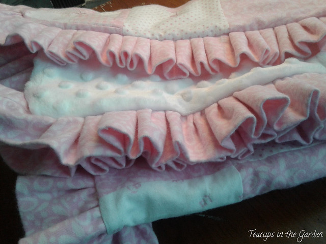 Pink and White Flannel and Minky Baby Quilt-5