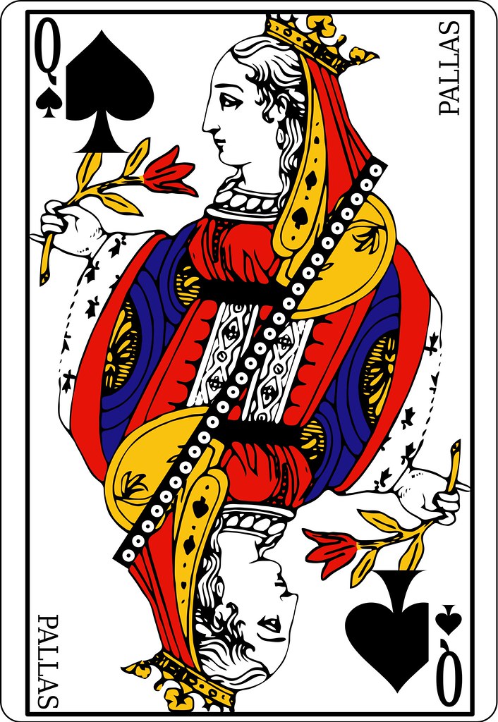 Queen of Spades (as #Pallas / Αθηνά ) based on the Paris pattern (portrait officiel) by David Bellot ♠️