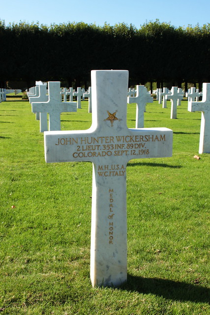 Grave of Second Lieutenant John Hunter Wickersham recipient of the Medal of Honor St. Mihiel American Cemetery Thiaucourt France