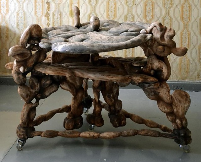 Wood carved table 