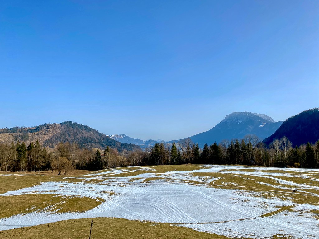 Mountain landscape in winter seen from Breitenau near Kiefersfelden in Bavaria, Germany