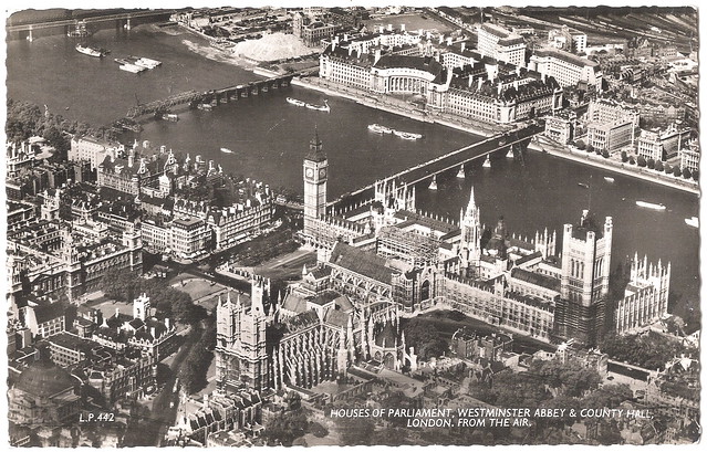 London - Houses of Parliament from the Air After Bomb Damage.