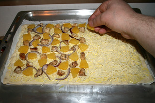 17 - Add chicken, pinapple & onion / Mit Hähnchen, Ananas & Zwiebel auflegen