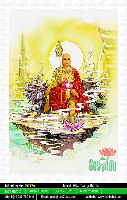 Hình Địa Tạng Bồ Tát Đẹp PDT79 - Buddha - Hình Phật Đẹp - Tranh Phật Đẹp - HinhPhat.com