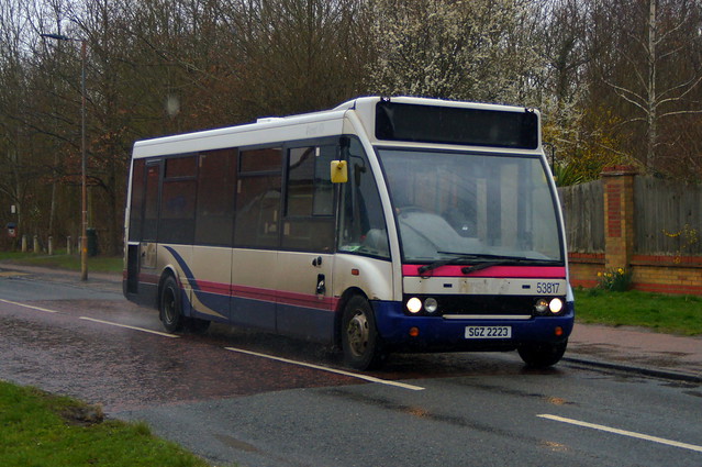 Storm Rider: Trustybus (ex First Cymru 53817) Optare Solo M850SL SGZ2223 (formerly WX05RUO) Stansted Road Elsenham 17/03/21