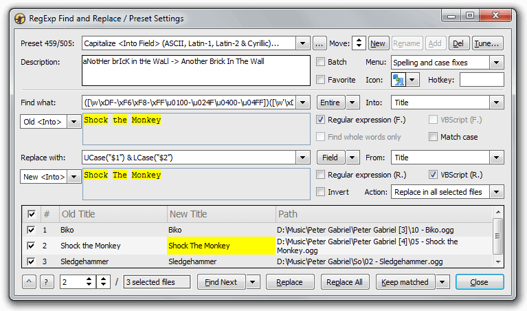 RegExpReplace-6.0 - Preset Settings