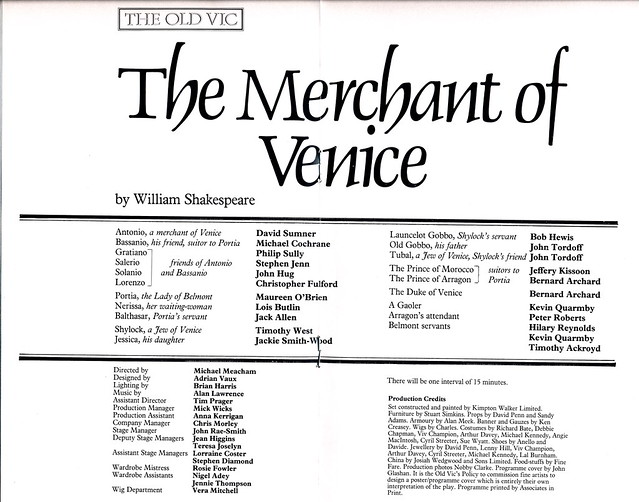 The Merchant of Venice: Old Vic (London), November 1980