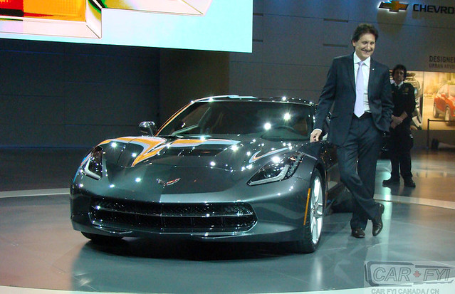 Ron Fellows Posing with 2014 Corvette Stingray at 2013 CIAS