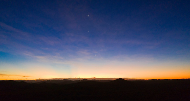The Dawn Sky Featuring the Crescent Moon, Mercury and Jupiter - March 12, 2021