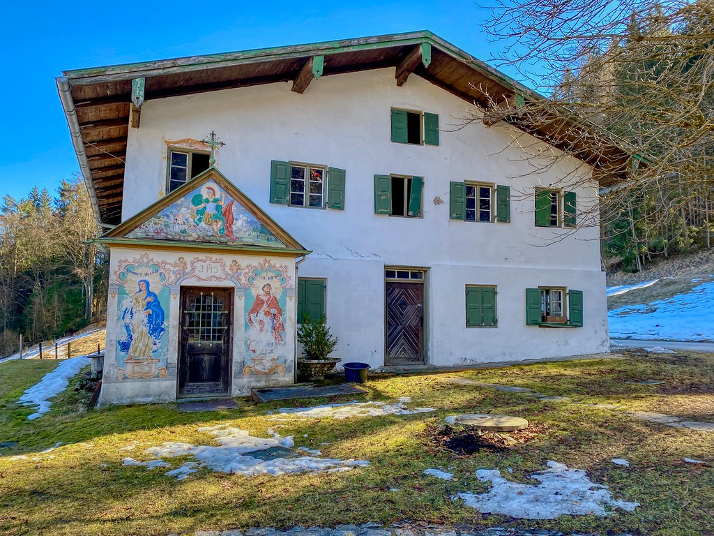Old Farmhouse with its own chapel with beautiful wall paintings in Rechenau near Kiefersfelden in Bavaria, Germany