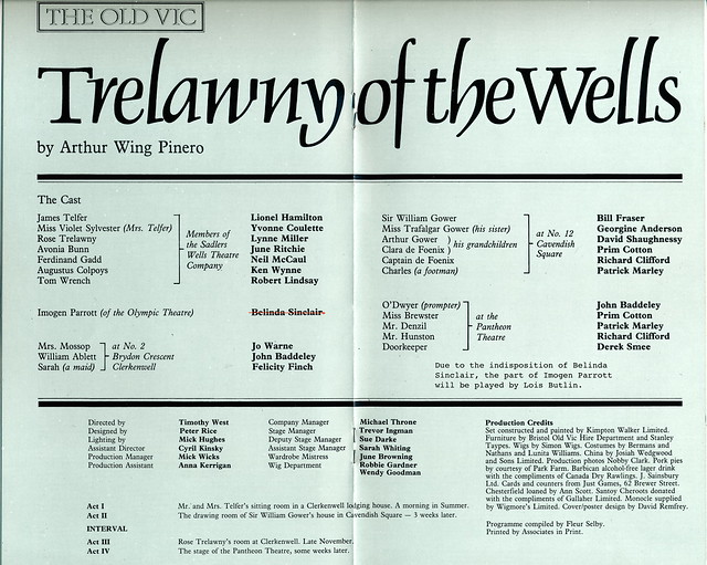 Trelawny of the Wells: Old Vic (London), January 1981
