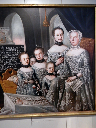painting of the females in a rather spooky family in the museum at Varberg Fortress, Sweden