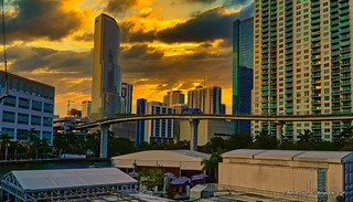 Sunset in Miami River area.