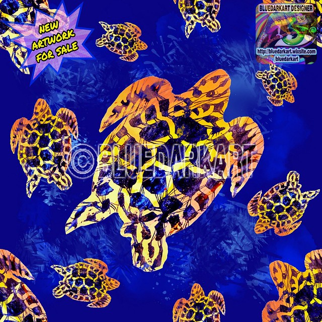 NEW Design ! 💦🐢 Sea Turtles Batik African Art ©️ BluedarkArt TheChameleonArt