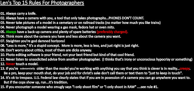 My Top 15 Rules For Photographers
