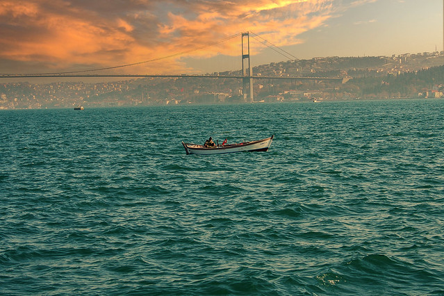 Bosphorus and small boat