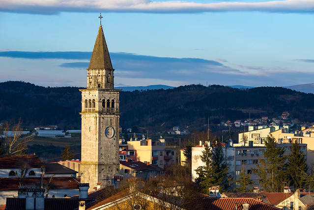 The bell tower of the church of St. Nicholas in Pazin