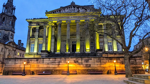 Illuminated Harris Museum in Preston