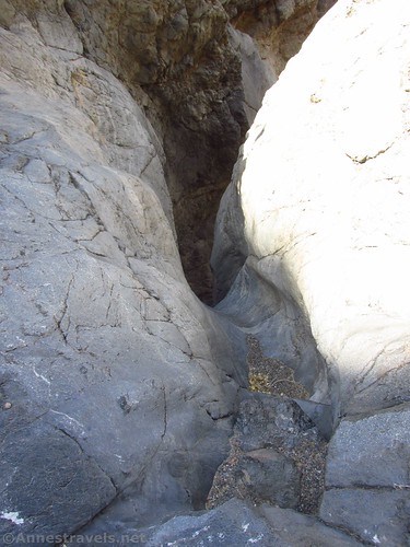 Looking down from the top of the pouroff in Grotto Canyon, Death Valley National Park, California