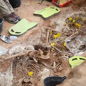 Huesos encontrados en la fosa común. José Puche/Javier Ruiz