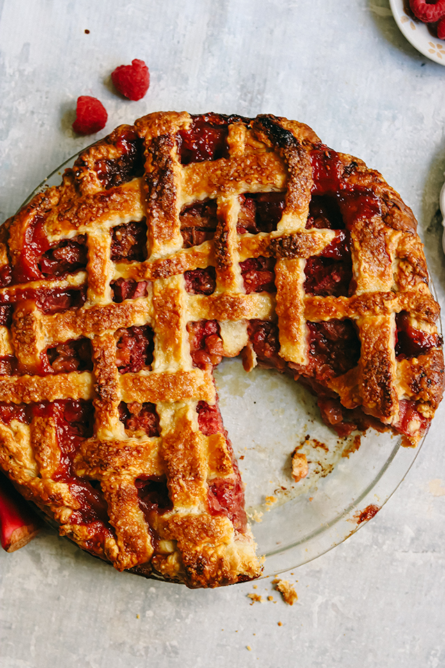 Rhubarb Raspberry Lattice Pie