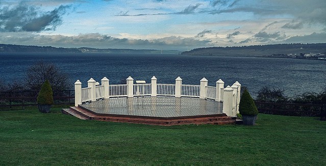 Another Breathtaking View of Puget Sound from Pioneer Orchard Park along the coastline in Steilacoom, Washington. This is the bandstand / stage which is home to many wedding ceremonies which offers this breathtaking view.