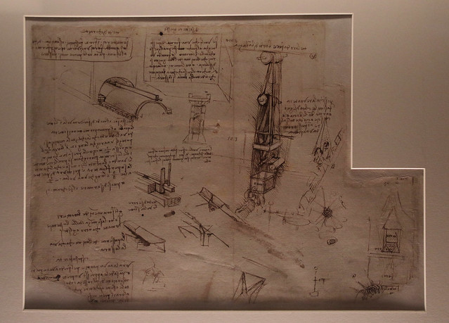 Leonardo da Vinci (1452-1519) telaio e forno (1495) penna e inchiostro - Codice Atlantico - Biblioteca/Pinacoteca Ambrosiana Milano