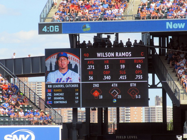 Citi Field, 08/11/19 (NYM v WAS): Wilson Ramos at-bat graphics as seen in the bottom of the 7th inning (IMG_8584a)