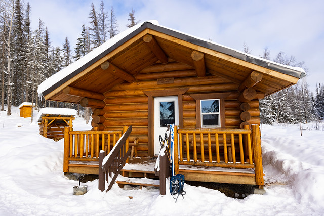 Dolly Varden Public Use Cabin in the snow.