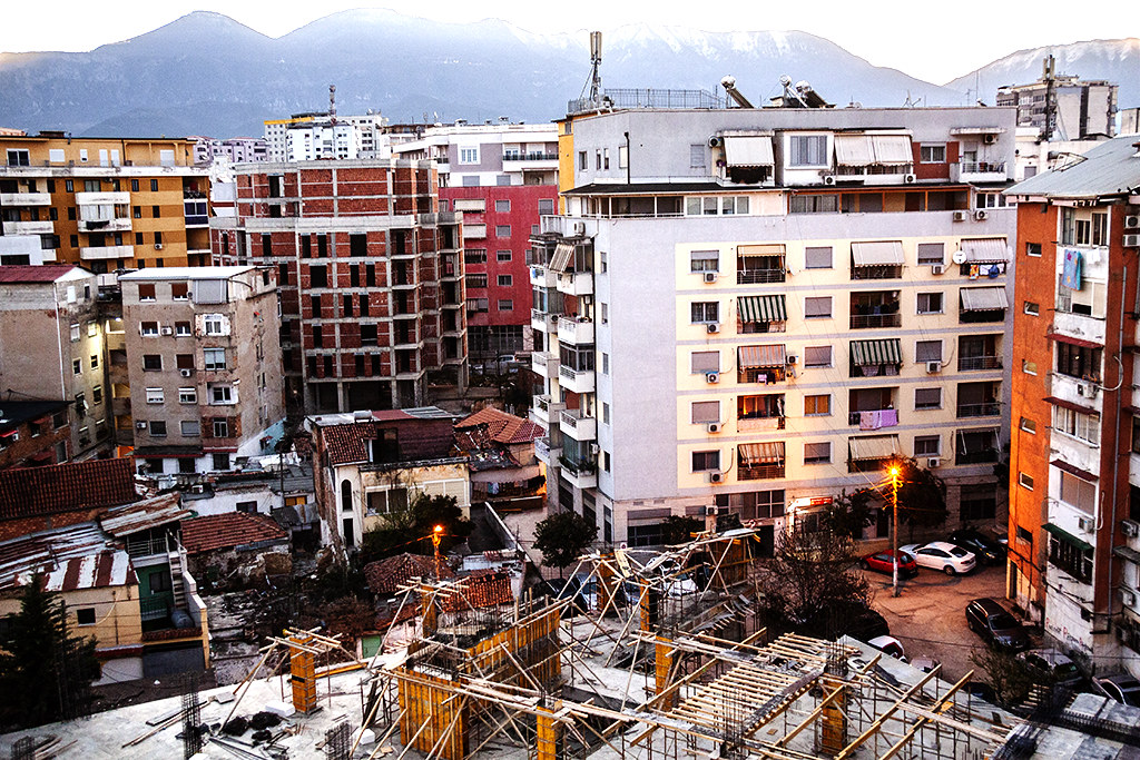 View from my window at dawn on 3-27-21--Tirana