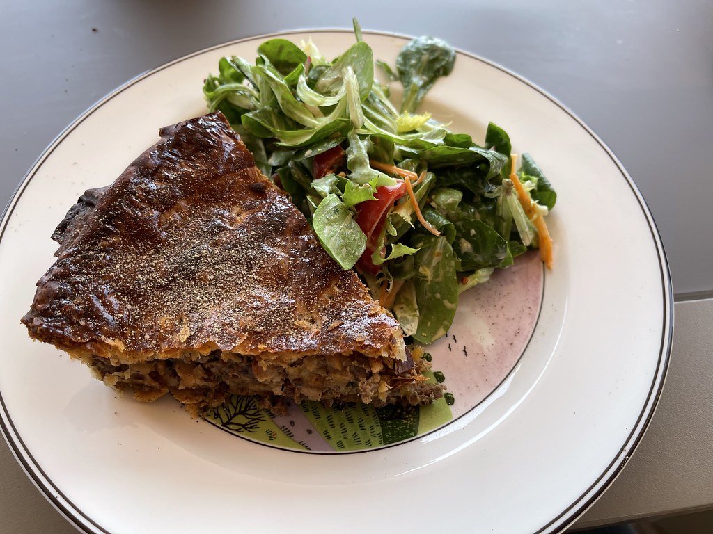 Meat pie and salad