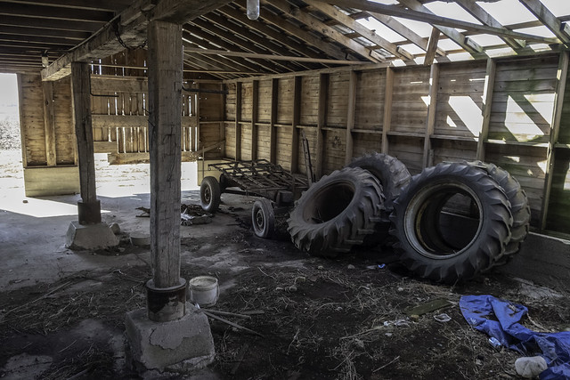 Tractor tires in the barn
